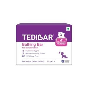 Tedibar Baby Bathing Bar | For Baby’s Sensitive Skin | Gentle Cleansing, Skin-friendly, pH 5.5, 75gm, Pack of 3