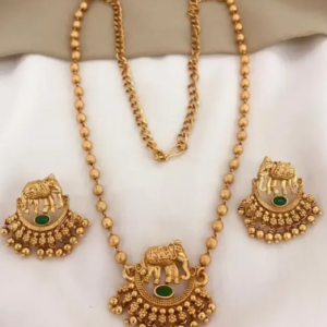 Alloy Metal Traditional Necklace Set with Earrings | Metal Gold-plated Gold Jewel Set