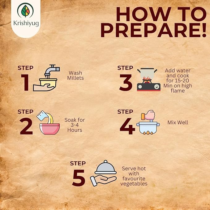 Krishiyug Unpolished 5 Millets Combo Pack of Little Millet, Kodo, Foxtail, Barnyard and Browntop Millet 1Kg each (Pack of 5) - Image 5