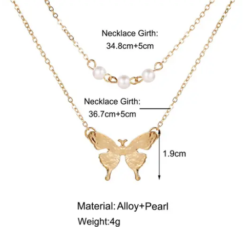 Nehdal Single Layered Butterfly Studded Necklace For Girls And Women - Image 4