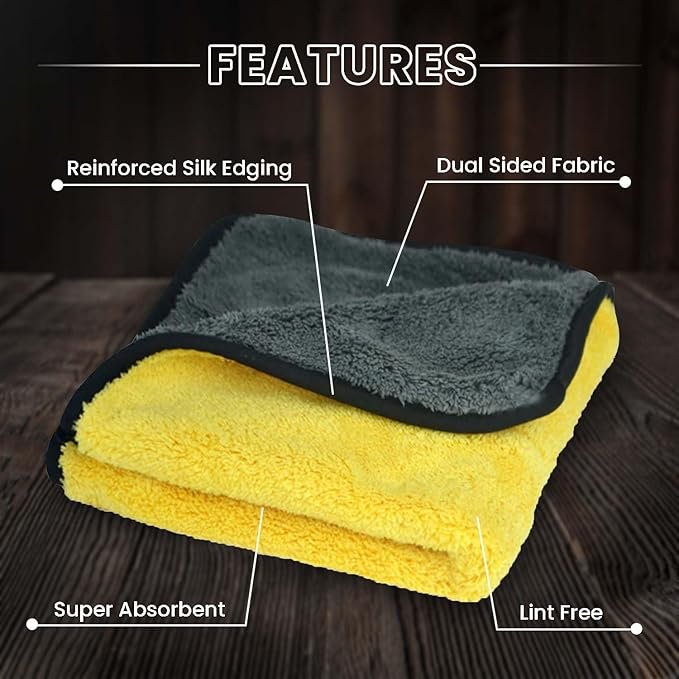 Perptual Microfiber Cloth for Car Cleaning - 4 Pcs 40cm X 40Cm, 800 GSM Highly Absorbent Dual Sided Extra Thick for All Vehicles Bike, Kitchen, Glass Detailing, Washing, Dual Sided Extra Thick - Image 2