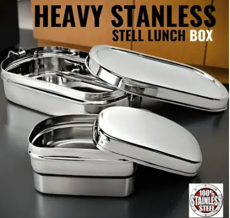 Stainless Steel Lunch Box Rectangle Tiffin Box Lunch Box for School, Office Kids, Adults -Big - Image 2