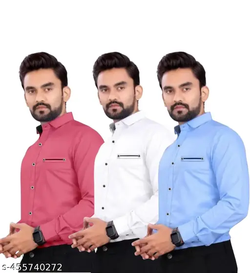 Classy Men's Cotton Full Sleeve Shirt Stylish and Comfortable in Our Latest Designer Collection"(Pack of 3 Shirt )