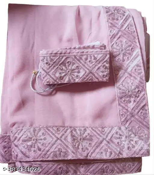 Georgette Latest Festival Collection Saree With Attached Belt And Blouse,Ethnic Party Traditional Designer Ready To Wear Sari For Women's - Image 2