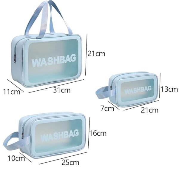 KUKLAR Wash Bag Pouch for Travel Kit Set of 3 (Sky Blue) - Image 4