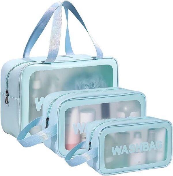 KUKLAR Wash Bag Pouch for Travel Kit Set of 3 (Sky Blue)