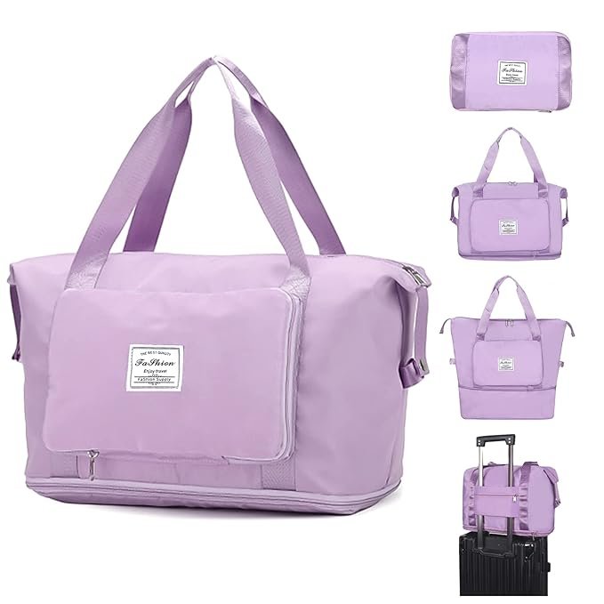 Large Capacity Folding Travel Tote Bag, Oxford Fabric Waterproof Lightweight Foldable