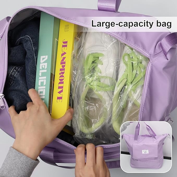 Large Capacity Folding Travel Tote Bag, Oxford Fabric Waterproof Lightweight Foldable - Image 2