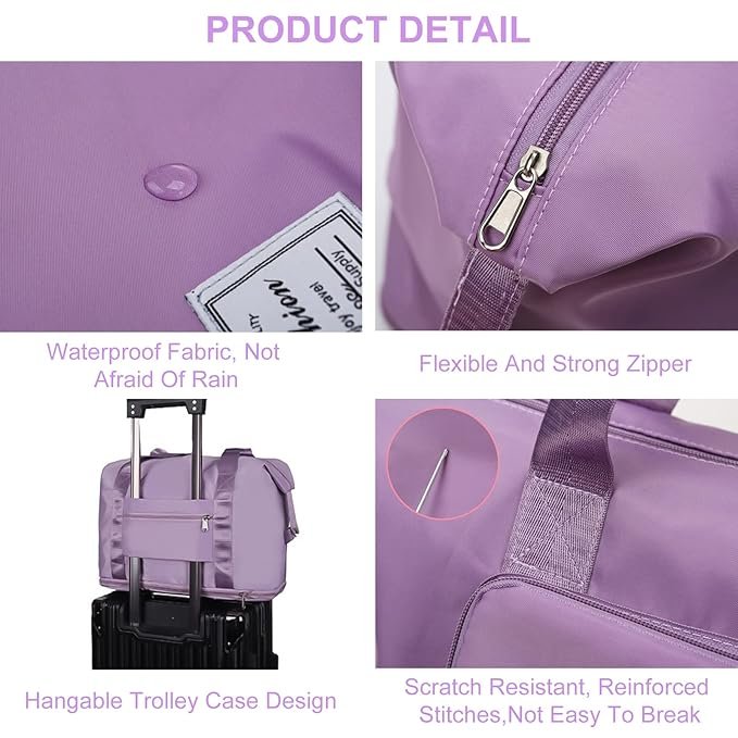Large Capacity Folding Travel Tote Bag, Oxford Fabric Waterproof Lightweight Foldable - Image 3
