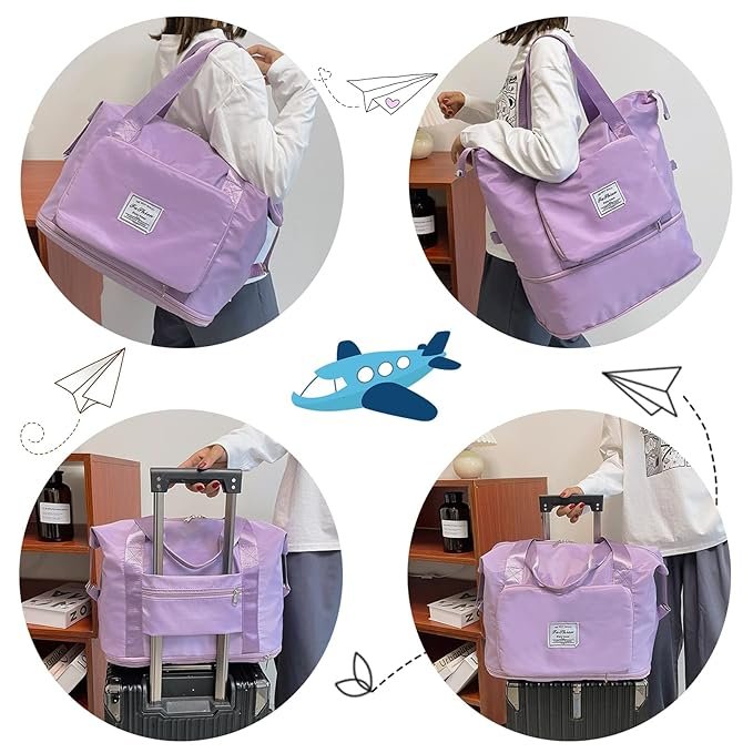 Large Capacity Folding Travel Tote Bag, Oxford Fabric Waterproof Lightweight Foldable - Image 5