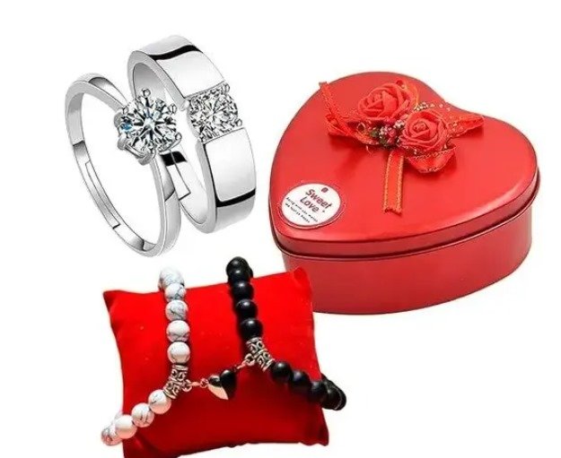 Couple Bracelet Gifts Heart Shape Alloy Magnet Wristband Stone Beaded Bracelet Couple Magnetic Distance Bracelet For Unisex Adult